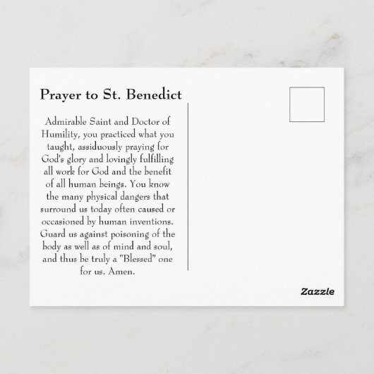 Sint Benedictus van Nursia Kaart (Achterkant)
