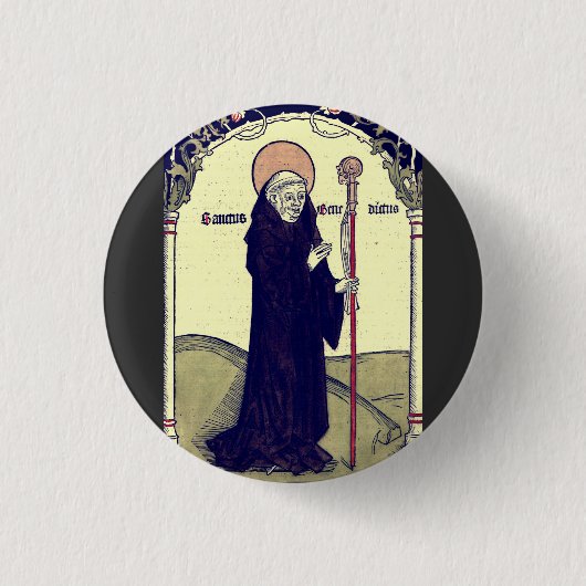 Sint Benedictus van Nursia Patroon van Europa Kath Ronde Button 3,2 Cm (Voorkant)