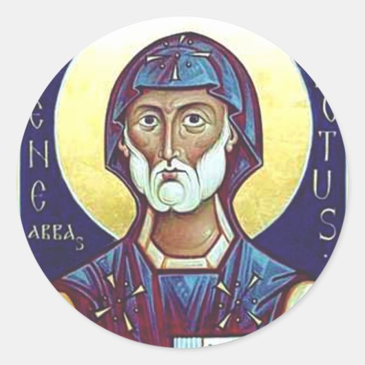 Sint-Benedictus van Nursia Ronde Sticker (Voorkant)