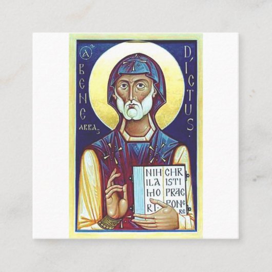 Sint-Benedictus van Nursia Vierkante Visitekaartje (Voorkant)