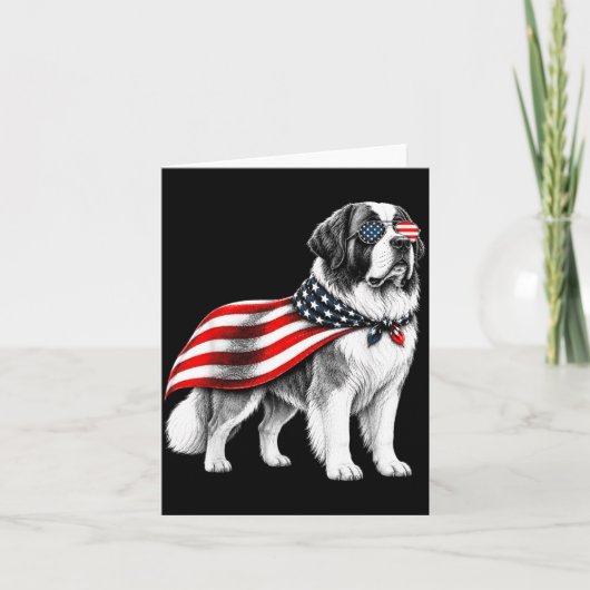 Sint Bernard 4 juli Amerikaanse Vlag Hond Kaart (Voorkant)