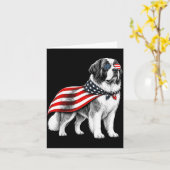 Sint Bernard 4 juli Amerikaanse Vlag Hond Kaart (Gele Bloem)