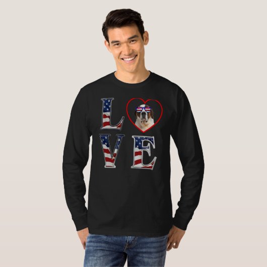 Sint-Bernard 4 juli Memorial Day Veterans Ameri T-shirt (Voorkant volledig)