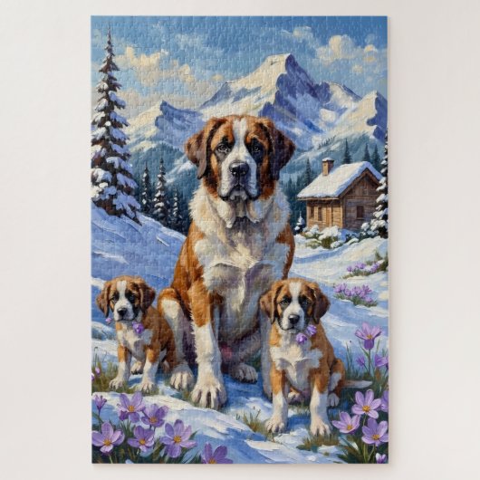 Sint-Bernard Alpen Krokus Kunst Legpuzzel (Verticaal)
