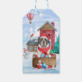 Sint-Bernard Dog in het sneeuwkersthondenhuis Cadeaulabel (Achterkant)