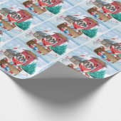 Sint-Bernard Dog in het sneeuwkersthondenhuis Cadeaupapier (Hoek)