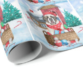 Sint-Bernard Dog in het sneeuwkersthondenhuis Cadeaupapier (Rol Hoek)