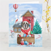 Sint-Bernard Dog in het sneeuwkersthondenhuis Kaart (Gele Bloem)