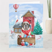 Sint-Bernard Dog in het sneeuwkersthondenhuis Kaart (Voorkant)