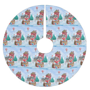 Sint-Bernard Dog in het sneeuwkersthondenhuis Kerstboom Rok