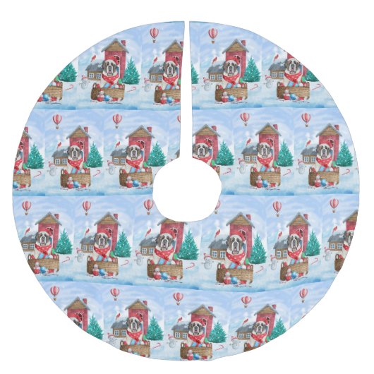 Sint-Bernard Dog in het sneeuwkersthondenhuis Kerstboom Rok (Voorkant)