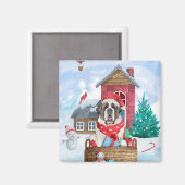 Sint-Bernard Dog in het sneeuwkersthondenhuis Magneet (Voorkant / Achterkant)