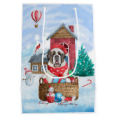 Sint-Bernard Dog in het sneeuwkersthondenhuis Medium Cadeauzakje (Achterkant)