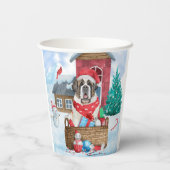 Sint-Bernard Dog in het sneeuwkersthondenhuis Papieren Bekers (Achterkant)