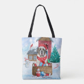 Sint-Bernard Dog in het sneeuwkersthondenhuis Tote Bag (Achterkant)