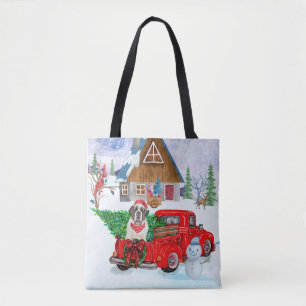 Sint Bernard Dog in kerstcadeauwagen Tote Bag