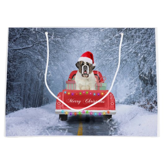 Sint-Bernard Dog in Snow, tijdens de kerstmis Groot Cadeauzakje (Voorkant)