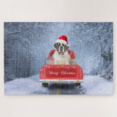 Sint-Bernard Dog in Snow, tijdens de kerstmis Legpuzzel (Horizontaal)