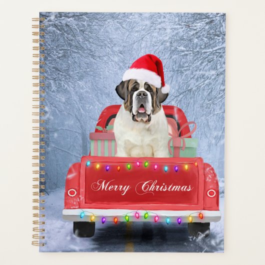 Sint-Bernard Dog in Snow, tijdens de kerstmis Planner (Voorkant)