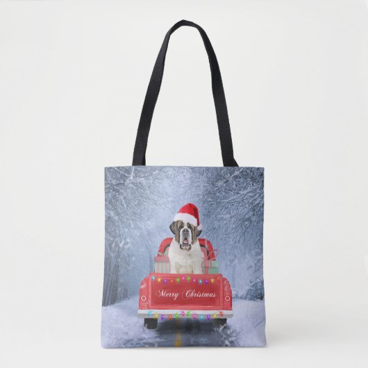 Sint-Bernard Dog in Snow, tijdens de kerstmis Tote Bag (Voorkant)