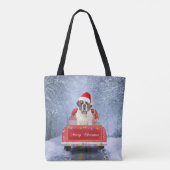 Sint-Bernard Dog in Snow, tijdens de kerstmis Tote Bag (Achterkant)