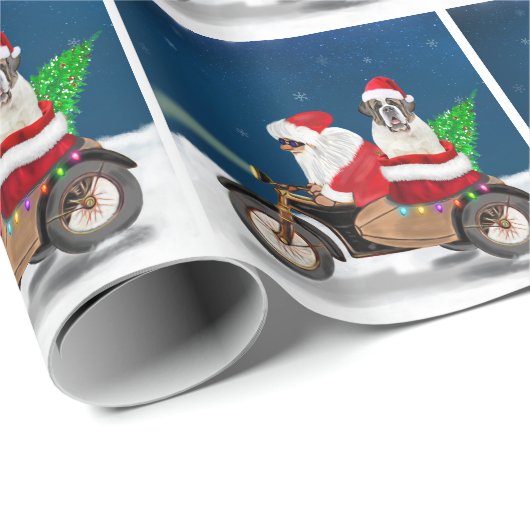 Sint Bernard Dog kerstkerstman Cadeaupapier (Rol Hoek)