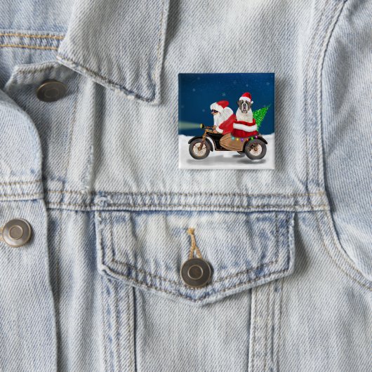 Sint Bernard Dog kerstkerstman Vierkante Button 5,1 Cm (In situ)