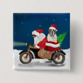 Sint Bernard Dog kerstkerstman Vierkante Button 5,1 Cm (Voorkant)
