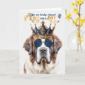 Sint-Bernard Dog King voor een dag grappige verjaa Kaart (Gele Bloem)