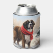 Sint-Bernard Dog met sneeuwkerst Blikjeskoeler (Blikje Voorkant)