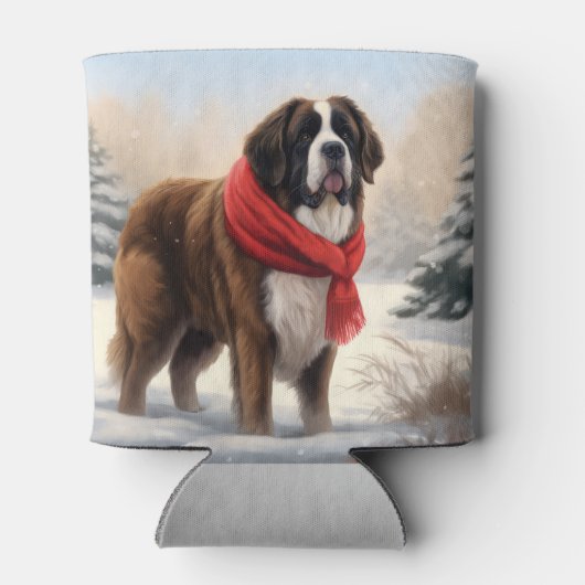 Sint-Bernard Dog met sneeuwkerst Blikjeskoeler (Achterkant)