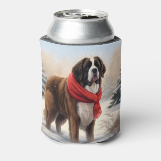 Sint-Bernard Dog met sneeuwkerst Blikjeskoeler (Blikje Achterkant)