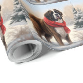 Sint-Bernard Dog met sneeuwkerst Cadeaupapier (Rol Hoek)