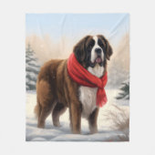 Sint-Bernard Dog met sneeuwkerst Fleece Deken (Voorkant)