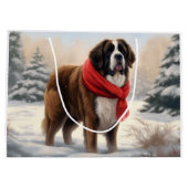 Sint-Bernard Dog met sneeuwkerst Groot Cadeauzakje (Achterkant)