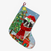 Sint-Bernard Dog met sneeuwkerst Grote Kerstsok (Voorkant (Hangend))