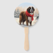 Sint-Bernard Dog met sneeuwkerst Handwaaier (Voorkant)