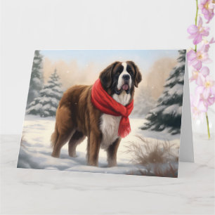 Sint-Bernard Dog met sneeuwkerst Kaart
