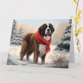 Sint-Bernard Dog met sneeuwkerst Kaart (Gele Bloem)