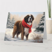 Sint-Bernard Dog met sneeuwkerst Kaart (Voorkant)