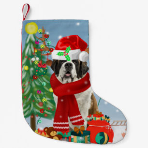 Sint-Bernard Dog met sneeuwkerst Kleine Kerstsok