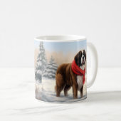 Sint-Bernard Dog met sneeuwkerst Koffiemok (Voorkant rechts)