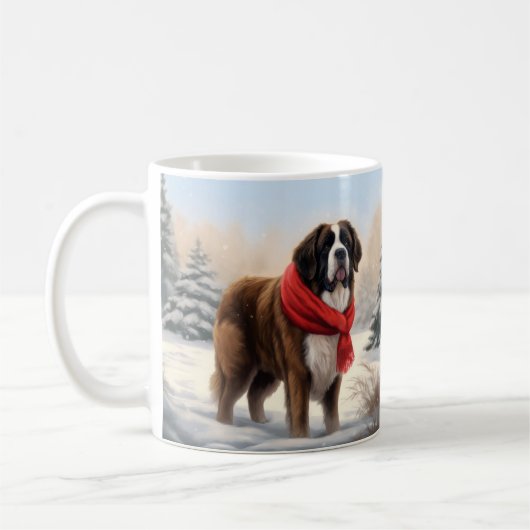 Sint-Bernard Dog met sneeuwkerst Koffiemok (Links)