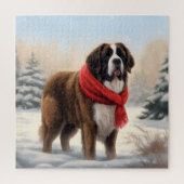 Sint-Bernard Dog met sneeuwkerst Legpuzzel (Verticaal)