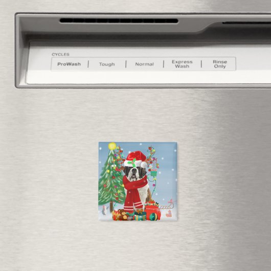 Sint-Bernard Dog met sneeuwkerst Magneet (Insitu (Vaatwasser))