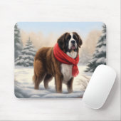 Sint-Bernard Dog met sneeuwkerst Muismat (Met muis)
