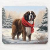 Sint-Bernard Dog met sneeuwkerst Muismat (Voorkant)