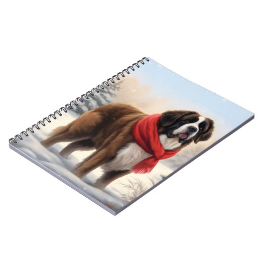 Sint-Bernard Dog met sneeuwkerst Notitieboek (Linkerzijde)