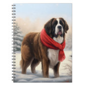 Sint-Bernard Dog met sneeuwkerst Notitieboek (Voorkant)