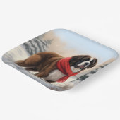 Sint-Bernard Dog met sneeuwkerst Papieren Bordje (Gebogen)